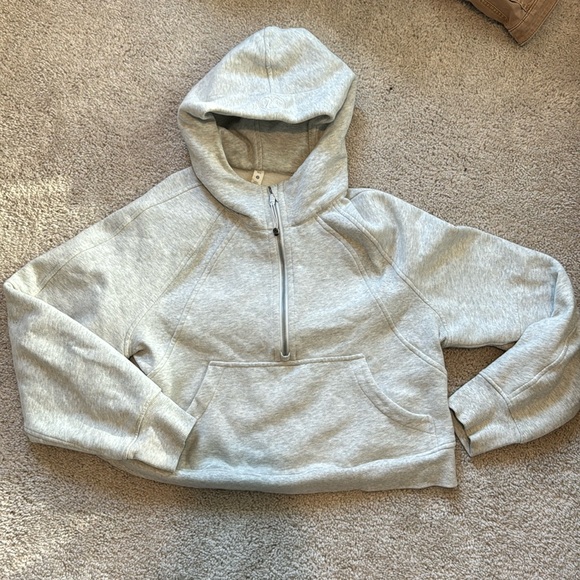 Lululemon Oversized Scuba Half Zip Hoodie Light Grey Medium - Picture 2 of 6